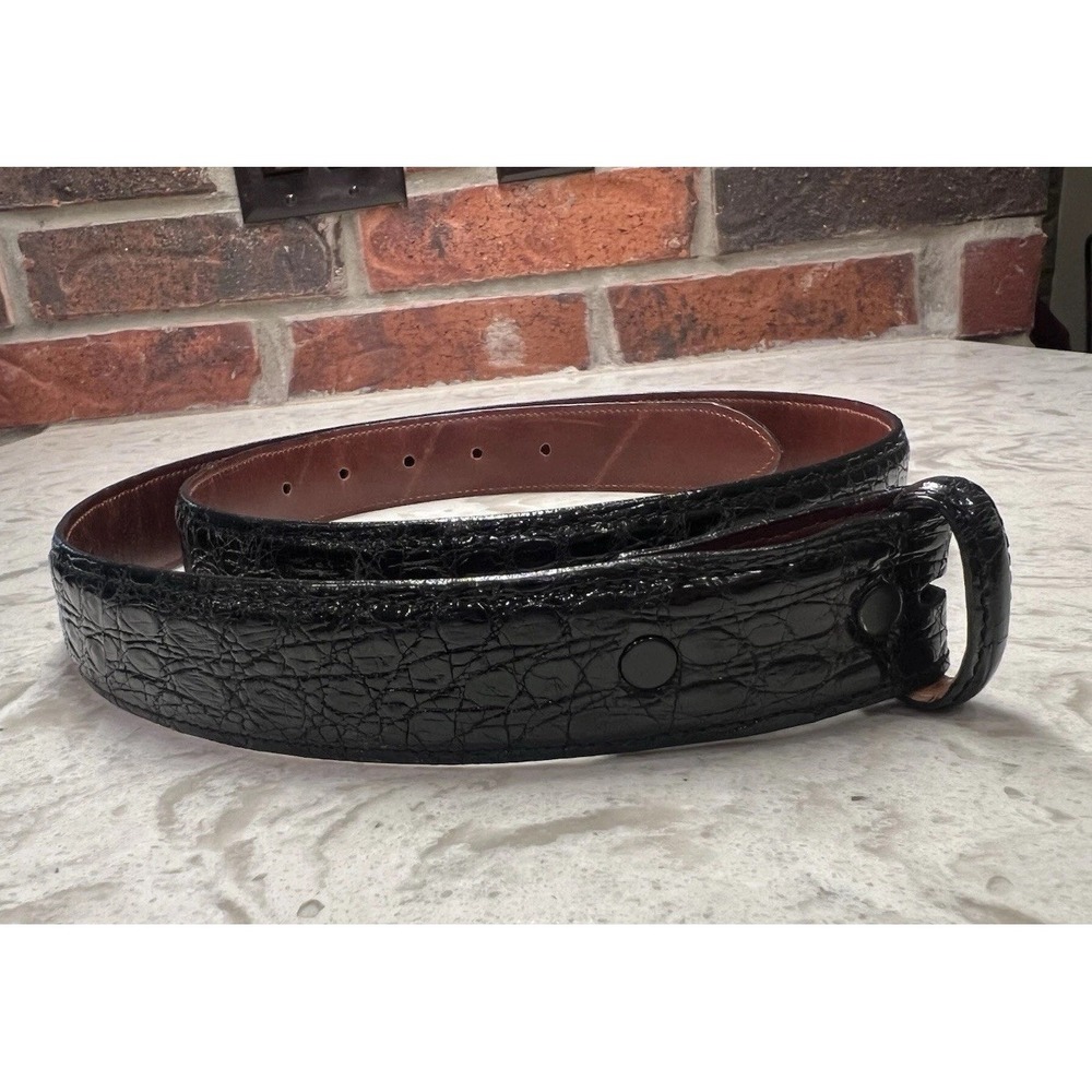 Genuine American Alligator Made In USA Black Belt Sz 38  1.2 Inch Use Own Buckle